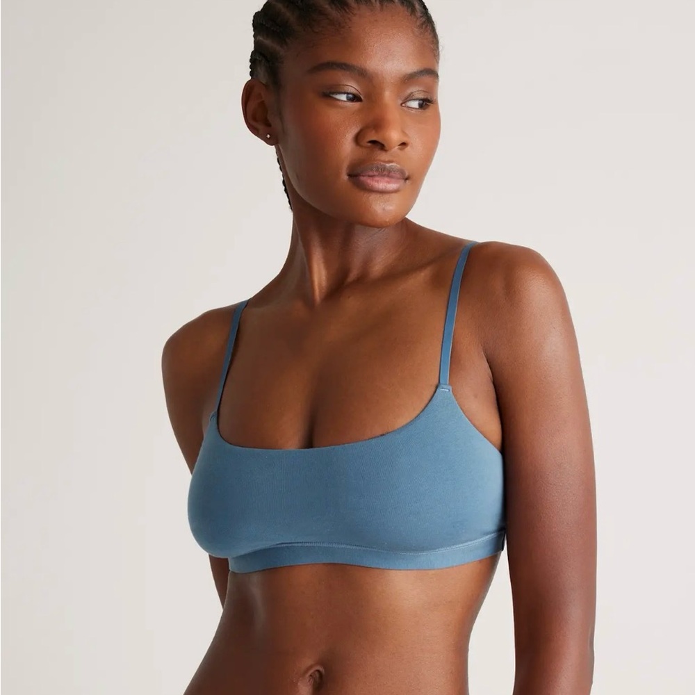 Organic Cotton Scoop Bralette in Ocean  size X-Small 2pk Y889